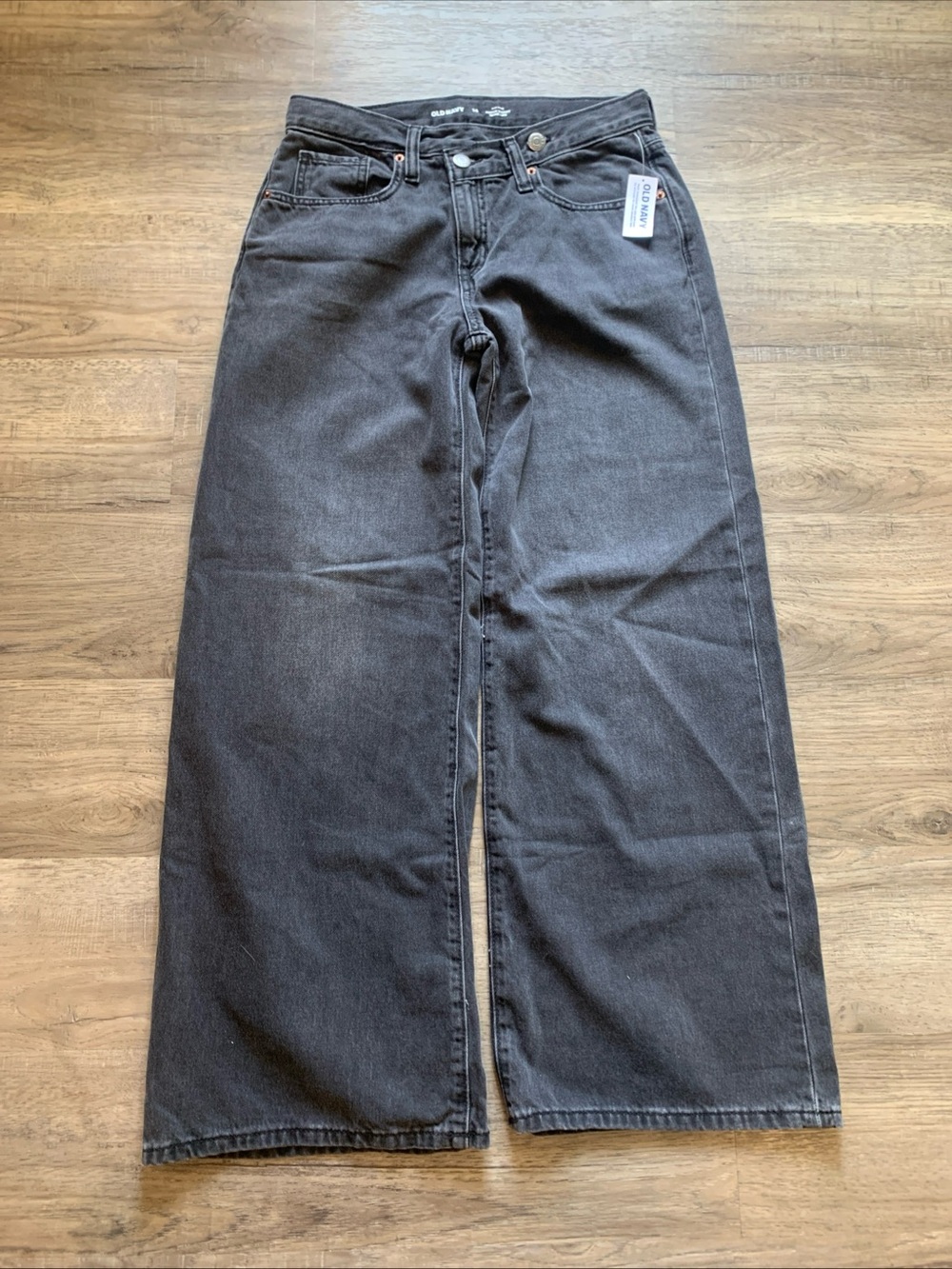 Old Navy Mid Rise Super Baggy Wide Leg Black Jeans NWT Sz 14